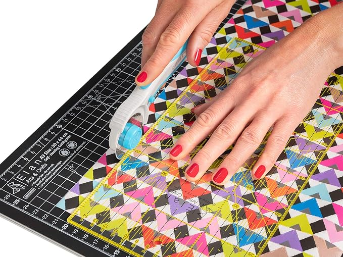 Elan 45mm Rotary Cutter for Fabric Blue, Ergonomic Rotary Fabric Cutter Wheel with Built-in Blade Safety Lock, Cutting Wheels for Sewing and Quilting