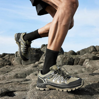 Queday Mens Waterproof Hiking Shoes Lightweight Outdoor Walking Shoes Breathable Hike Trekking Trails Camping Climbing