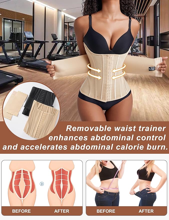 GainKee Waist Trainer Corset for Women Tummy Control Waist Cincher Trimmer Body Shaper Workout Girdle Belly Band