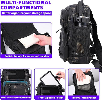 Jaylene 16.5Inch Fishing Backpack with Tackle Boxes, Fishing Backpack with Rod Holder, Waterproof Sling Tackle Bag For Gear With Lures, Pliers, Fish Lip Gripper Gifts for Men