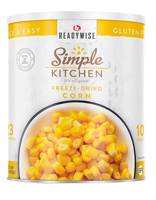 Simple Kitchen Freeze Dried Corn – 23 Servings for Family Meal Prep, Sweet Canned Corn, Gluten Free & Dehydrated Camping Meals, Emergency Survival Food for Backpacking & Hiking, #10 Can Package