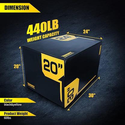ToughFit Plyo Box - 3 in 1 Foam Plyometric Box - Jump Box for MMA, Crossfit - Adjustment Height Plyometric Jump Box for Home Gym - PVC Cover Platform & High-Density Workout Box