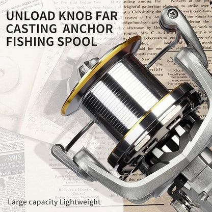 HAUT TON Spinning Reel 8000/9000/10000/12000/14000,6+1BB Metal Surf Fishing Reels,4.8:1 Gear Ratio 55lbs Drag Heavy Long Casting Inshore Saltwater Monster Fish