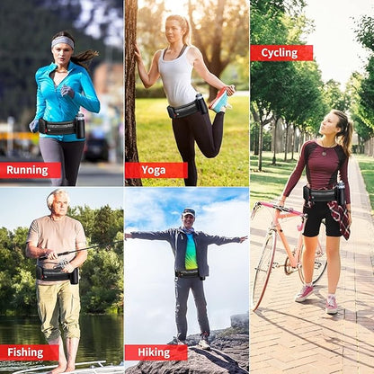 Hydration Running Belt for Women Men Running Fanny Pack with Foldable Water Bottle Holder (Bottles NOT Included) for Walking No Bounce Adjustable Waist Pouch for Runners Jogging