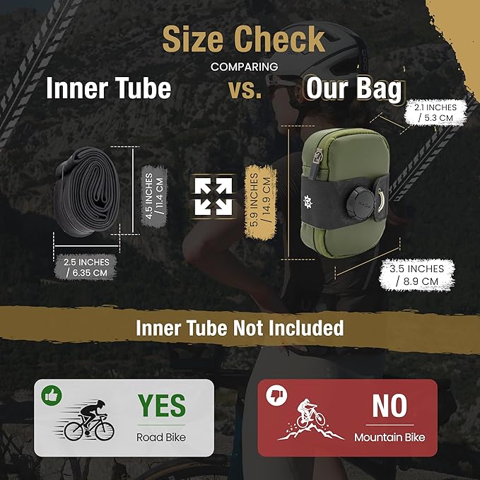 Lumiere & Co. Falcon Magnetic Saddle Bag– 0.69L | 6”x 3.5”x2 | Sleek Minimalist Design, Fast Magnetic Buckle Attachment | Cycling Bike Bag (Green, Large)