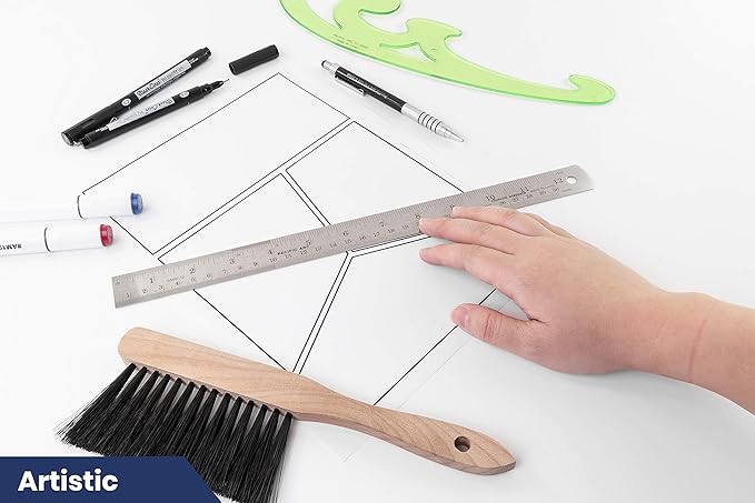 Pacific Arc 12 Inch Stainless Steel Ruler with Inch/Metric Conversion Table