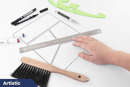 Pacific Arc 12 Inch Stainless Steel Ruler with Inch/Metric Conversion Table