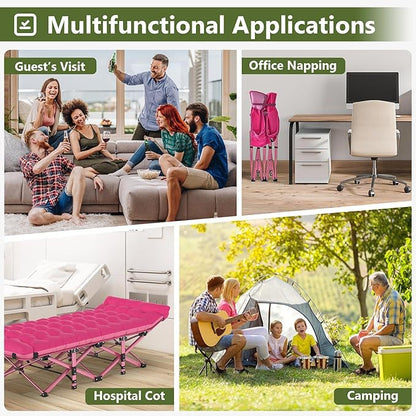 Slendor Camping Cot for Adults, 1200D Oxford Camping Bed with 3.5in Thick Mattress, 500lbs Max Load, Folding Cot for Camping, Travel, Outdoor, Home Guest, Office Nap