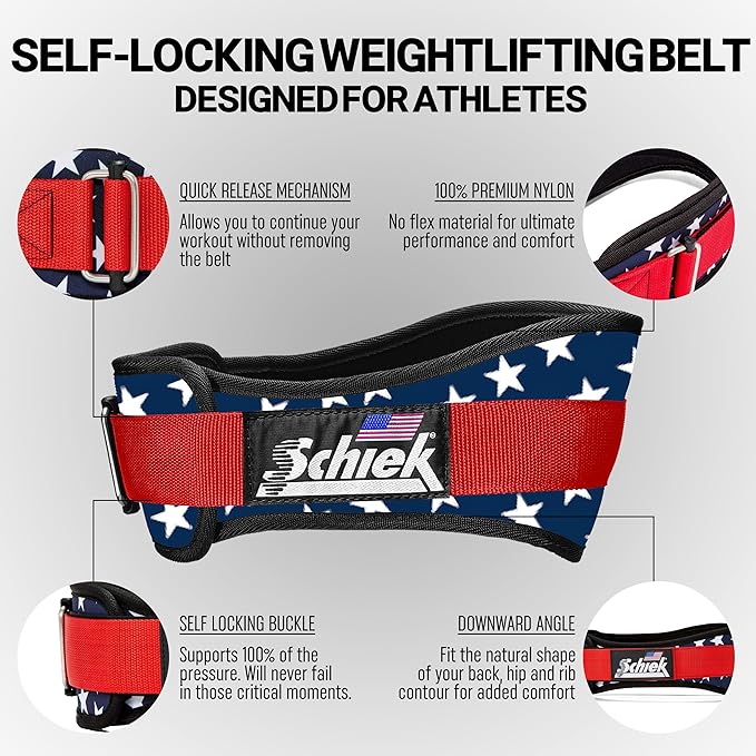 Schiek Sports Model 2004 Nylon 4 3/4" Weight Lifting Belt - Black