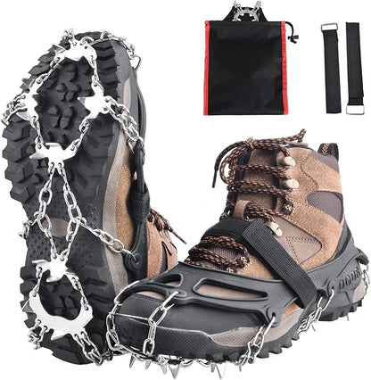 TRIWONDER Crampons for Boots Shoes Traction Ice Cleats Snow Grips Anti Slip Stainless Steel Micro Spikes for Hiking Fishing Walking Climbing Jogging Mountaineering