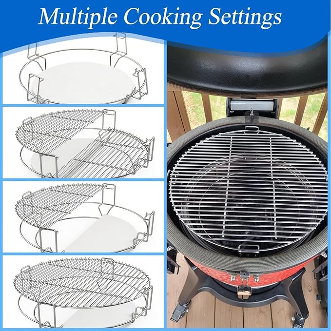 S2C (1-Pack) Cooking Grate System Grilling Accessory for 18" Kamado Joe Classic, Large Big Green Egg, Coyote The Asado Cooker, Pit Boss and Other kamado Grill