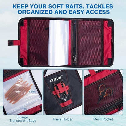 Goture Fishing Backpack, 900D Water-Resistant Tackle Backpack with Rod Holders, 45L Large Fishing Bag Storage Gear Tackle Bag with Rain Cover, Soft Bait Binder for Camping Hiking (Without Tackle Box)