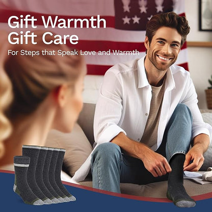 Buttons & Pleats Wool Socks for Men & Women Merino Thermal Warm Cozy Winter Boot Sock