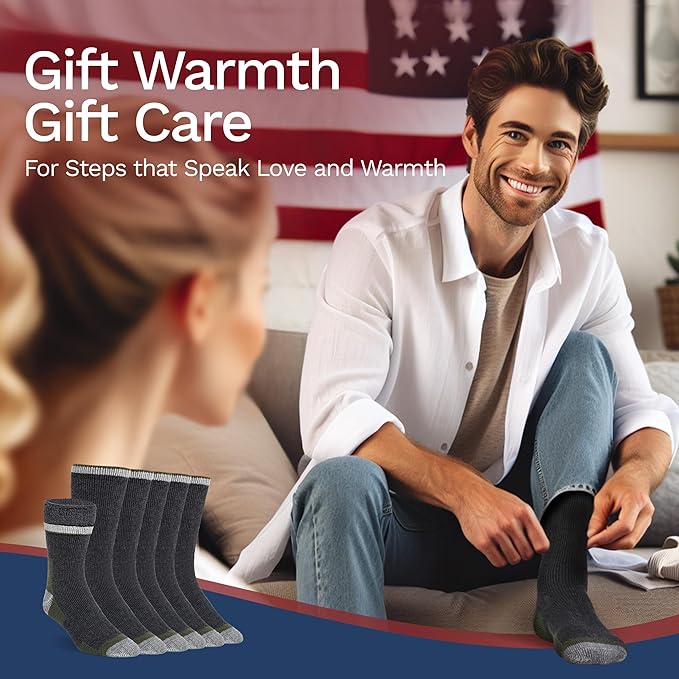 Buttons & Pleats Wool Socks for Men & Women Merino Thermal Warm Cozy Winter Boot Sock