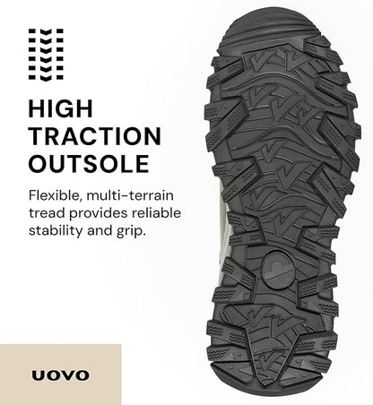 UOVO Men's Waterproof Hiking Boots – All-Season Non-Slip Outdoor Work & Trail Footwear
