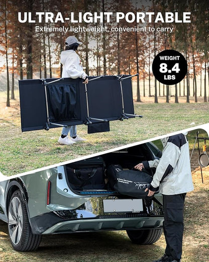 Gonex Camping Cot with Leg Extenders 2 in 1 Portable Ultralight Folding Cot for Adults Adjustable Height Supports 350lbs Sleeping Bed for Backpacking Travel Beach Home 74.8"x27.5"(Black, 1 PCS)
