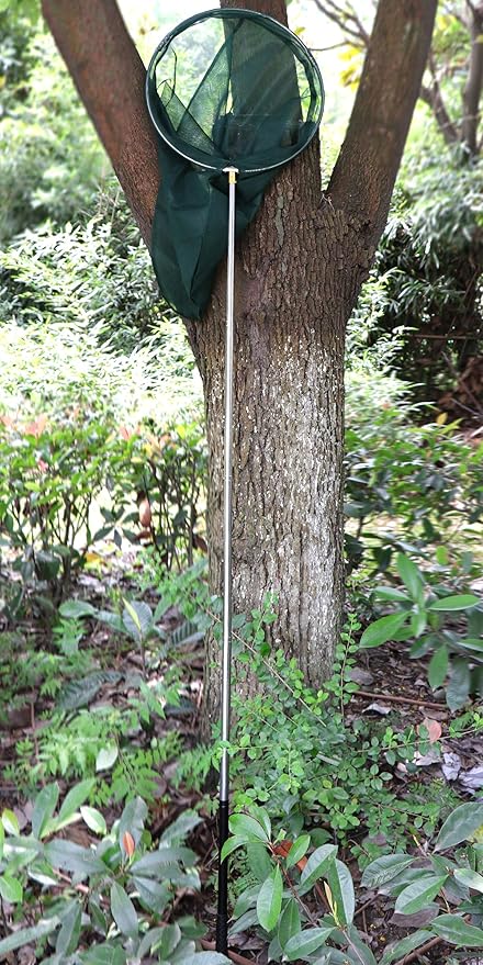 RESTCLOUD Professional Insect and Butterfly Net with 14" Ring, 26" Net Depth, 59" Telescopic Handle Full Extends to 73" Stainless Lockable