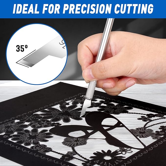 DIYSELF 100 Pack Exacto Knife Blades #16, Hobby Knife Blade Refills for Precision Cutting, 16 Exacto Blades Replacement, High Carbon Steel, Precision Craft Knives Blade for Scrapbooking, Stencil (#16)