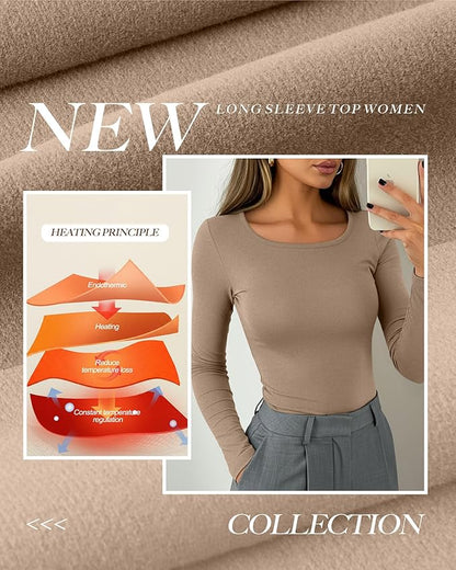 Neer 3 Pack Women's Thermal Shirts Long Sleeve Crew Neck Fleece Lined Undershirts Slim Fit Basic Tops Winter Base Layer