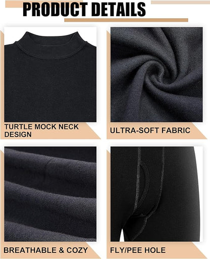Jecery 4 Set Winter Thermal Underwear for Men Warm Base Layer Men Cold Weather Windproof Cotton Bottom Top Shirt Pants