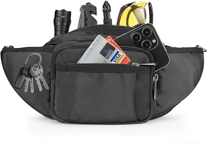 NOOLA Fanny Pack Waist Bag for Men Women, Lightweight Waist Pack with Water Bottle Holder, Adjustable Belt Bag with Multi-Pockets for Hiking, Dog Walking, Outdoor, Cycling, Running, Travel, Black