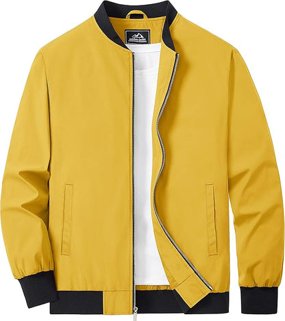 MAGCOMSEN Men's Bomber Jacket Lightweight Casual Zip Up Windbreaker Spring Fall Golf Coat with Pockets