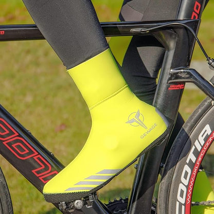 GEWAGE Cycling Shoe Covers Winter Thermal Warm Cycling Overshoes Water Resistant Windproof Bike Bicycle Shoe Covers for Man Woman (Yellow, XX-Large)