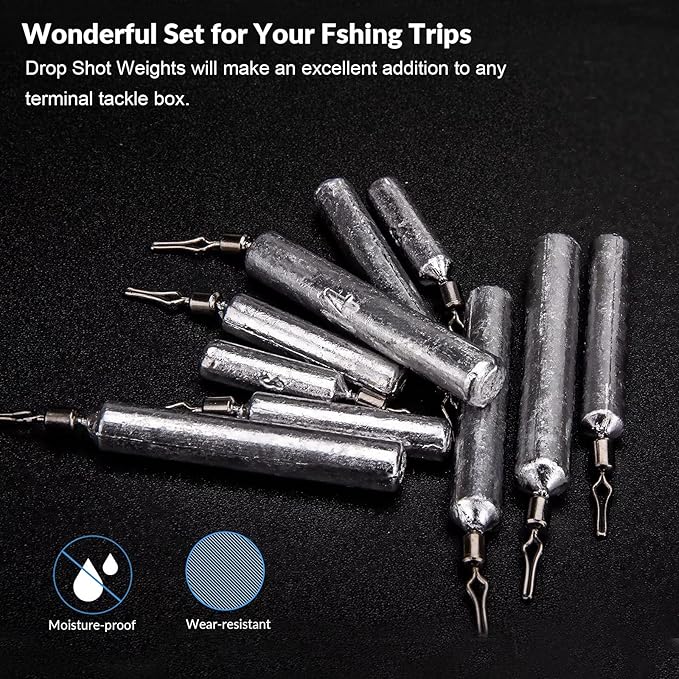 THKFISH Fishing Weights Sinkers Set, 60PCS Fishing Sinker Drop Shot Weights Kit,Drop Shot Rig Wacky Hooks for Saltwater Freshwater Bass Fishing
