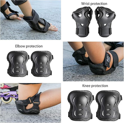 Kids/Youth/Adult Knee Pads Elbow Pads with Wrist Guards Protective Gear Set 6 Pack for Roller Skating Skateboard Cycling Skating Bike Scooter Riding Sports