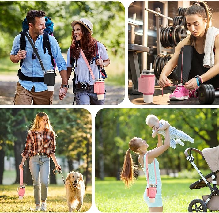 All Day Quencher Carry All for Stanley 40/30 oz Tumbler, Crossbody Bag with Phone Holder & Strap, Water Bottle Carrier Bag