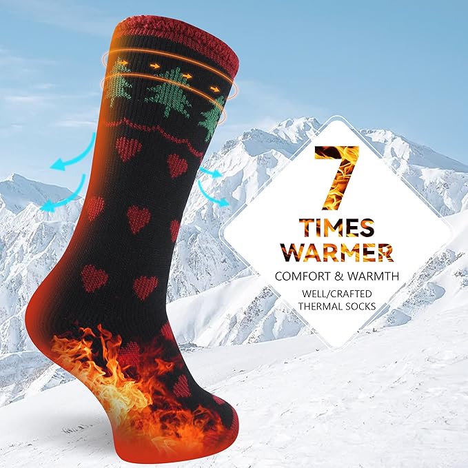 Sunew Warm Thermal Socks 4 Pack, Mens Womens Winter Heated Outdoor Skiing Thermal Socks