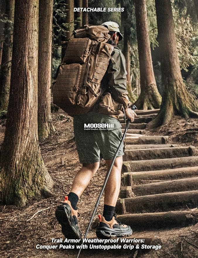 Moosehill Men's-Hiking-Pants Convertible Quick-Dry Water-Resistant Lightweight Zip-Off Outdoor with 5 Deep Pockets