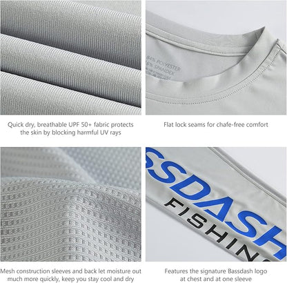 BASSDASH Fishing T Shirts for Men UV Sun Protection UPF 50+ Long Sleeve Tee T-Shirt