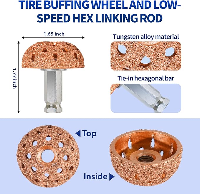 33PCS Tire Repair Patch Tools Tire Patch Kit, 30PCS Tire Patches(32mm/ 42mm/ 58mm with Tire Patch Roller, Tire Repair Buffing Wheel, Tire Inner Liner Scraper for Car Motorcycle Bike