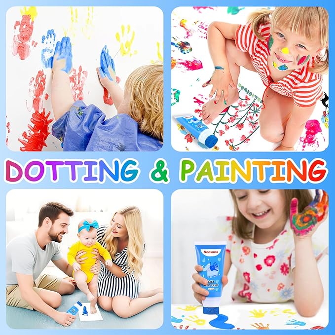 Baby Hand and Footprint Kit with Sponge Head, Baby Ink Hand and Footprint Kit, 1.69 fl oz Non-Toxic and Washable, Paw Print Kit for Dogs Suitable for Babies and Pets, Newborn Memento, Blue