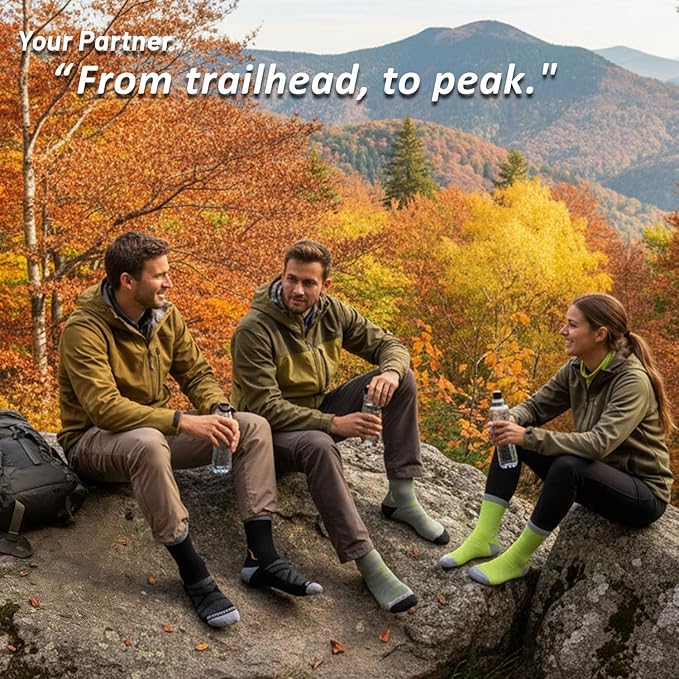 Hiking Socks 2-Pack - Moisture-Wicking & Anti-Blister for Men & Women | Quick-Dry, 3D Arch Support, Odor Control