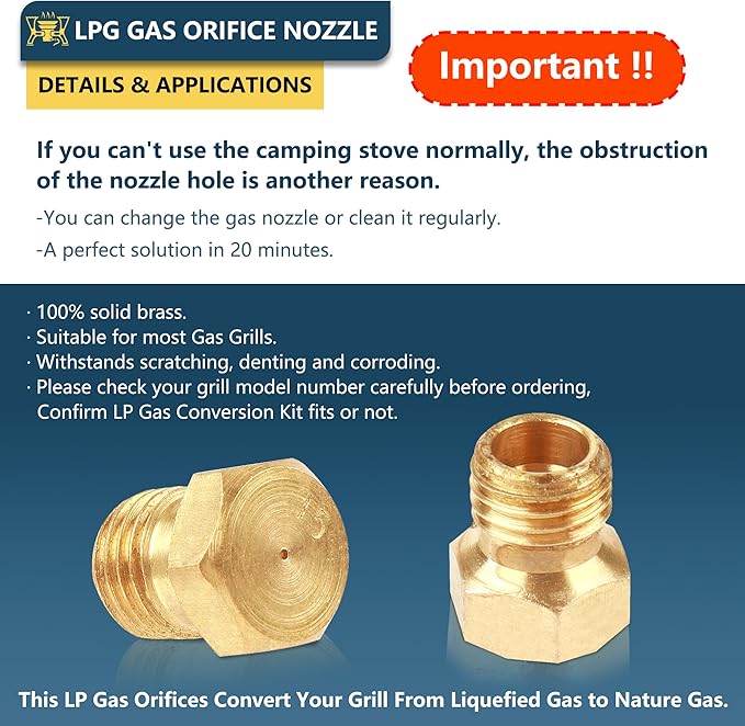 Piezo Ignitor Piezo Spark Ignition Kit Electrode lgniter and Brass Jet Nozzle Misting Nozzle LPG Gas Orifice Pipe Replacement for Camping & Backpacking Stove Burner Heater （4 Pack)