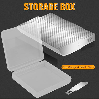100 Pack Hobby Blades Set #10 Craft Knife Blades Refill Hobby Knife Replacement Blades with Storage Box for Art Craft Scrapbooking Supplies Caving Stencil