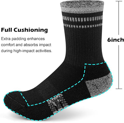 Gonii Women Athletic Crew Socks 5-6 Pairs - Comfort & Cushioned for Running, Hiking, Sports Arch Compression Socks