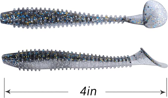 RUNCL Swimbaits Paddle 10/20/30/40PCS, 5/4/3/2 Inchs Paddle Tail, Soft Lure for Trout Crappie Bass, Durable Plastic Bait Swimmer for Saltwater/Freshwater, Fishing Lover's Gift