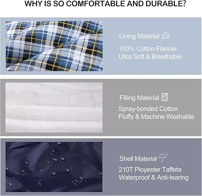 0 Degree Sleeping Bag 100% Cotton Flannel XXL for Adults Big and Tall Cold Weather Winter Zero Degree Camping,Free Compression Sack