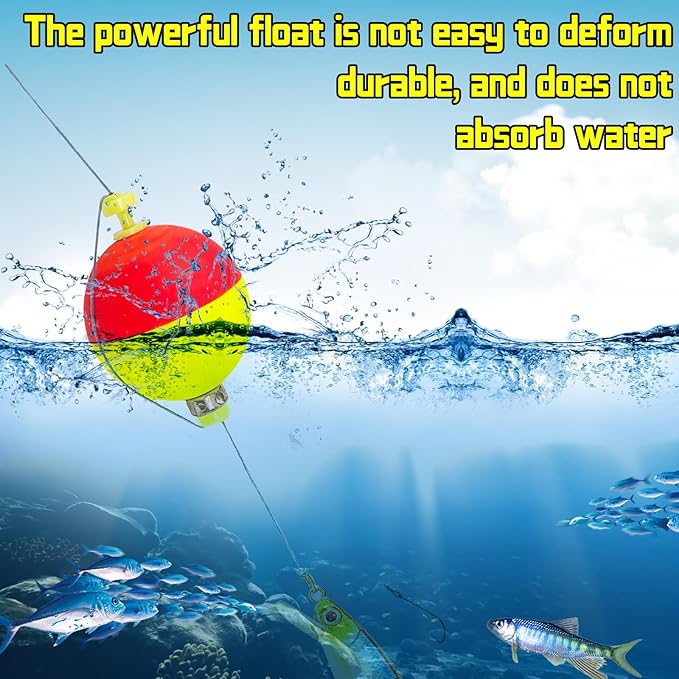 Fishing Bobbers Floats Set Weighted Fishing Bobbers for Fishing, Foam Snap on Float Weighted Bobbers Push Button Spring Fishing Floats Fishing Bobbers Assortment for Catfish