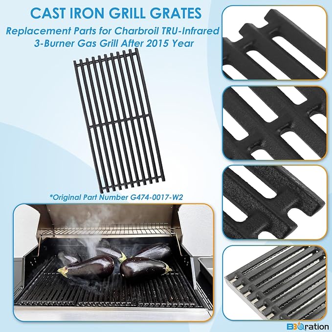 G474-0017-W2 17" Grill Grate for Charbroil TRU Infrared 3-Burner 463242516 466242515 466242516 466242615 466242616 463243016 463355220 463342420 for Charbroil Grill Replacement Parts