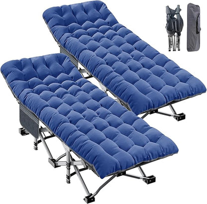 ABORON 2PK Oversized Folding Camping Cot for Adults, Double Layer 1200D, 500lb Capacity, Heavy Duty Guest Cot with Mat & Carrying Bag for Indoor & Outdoor Use