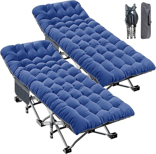 ABORON 2PK Oversized Folding Camping Cot for Adults, Double Layer 1200D, 500lb Capacity, Heavy Duty Guest Cot with Mat & Carrying Bag for Indoor & Outdoor Use