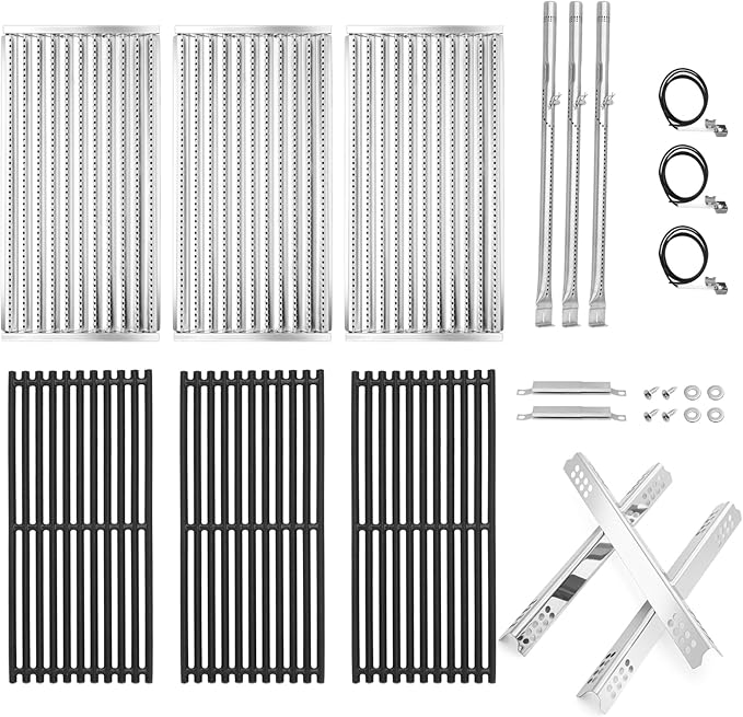 Criditpid Grill Replacement Parts for Charbroil 463242516 463242515 463367016 463355220, Cooking Grates, Emitter Plates, Burners, Heat Plates, Crossover Tubes & Ignitors for Charbroil Commercial Grill