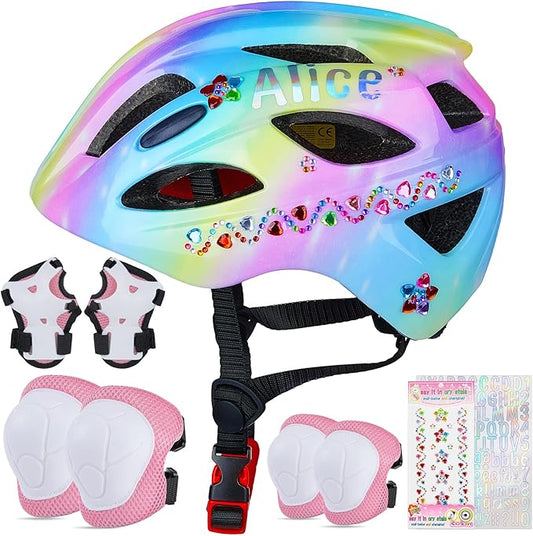Kids Helmet 3-8 Adjustable Toddler Helmets with Kids Knee Pads and Elbow Pads Set for Cycling, Scooters, Skateboarding, Skating