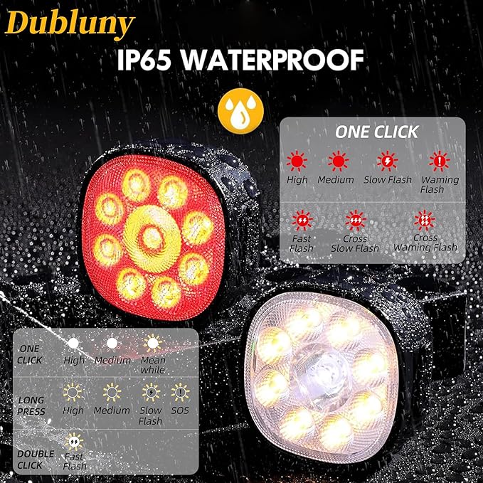 Bike Lights Front and Back for Night Riding Safety,Super Bright Headlight and Red Rear Tail,IP65 Waterproof USB Charging,with 8 Ultra-Bright LED Beads 8+7 Lighting Modes for All Road Bicycle