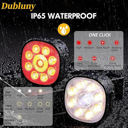 Bike Lights Front and Back for Night Riding Safety,Super Bright Headlight and Red Rear Tail,IP65 Waterproof USB Charging,with 8 Ultra-Bright LED Beads 8+7 Lighting Modes for All Road Bicycle