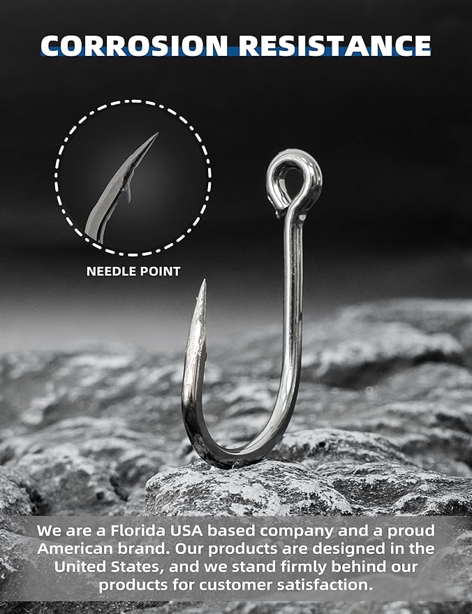 BLUEWING Stainless Steel Live Bait Hooks 10pcs/20pcs Ultra Sharp & Durable for Saltwater & Freshwater Fishing